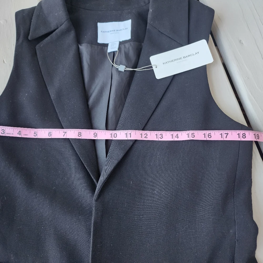 NWT M VEST Black Openfront long vest - Picture 5 of 16